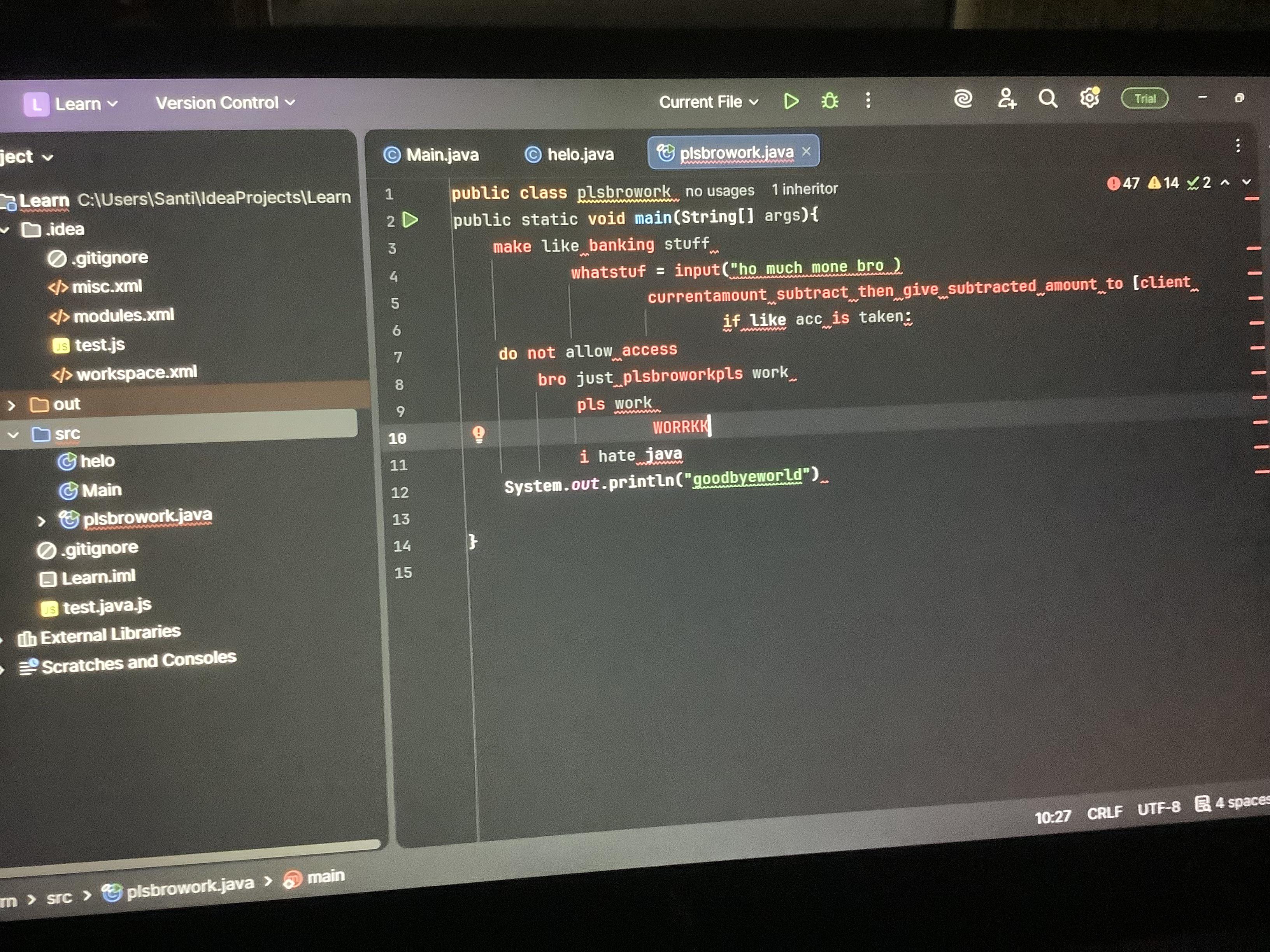 coding error console