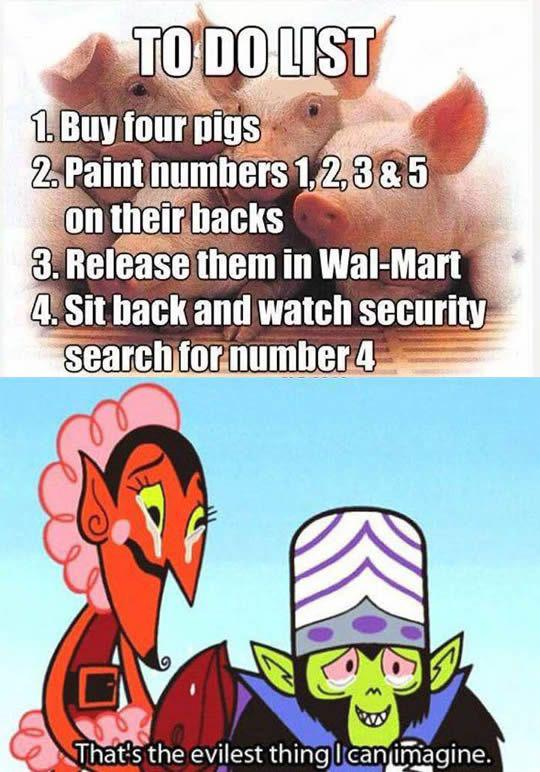 pigs walmart to do list