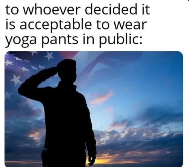 Open yoga pants salute