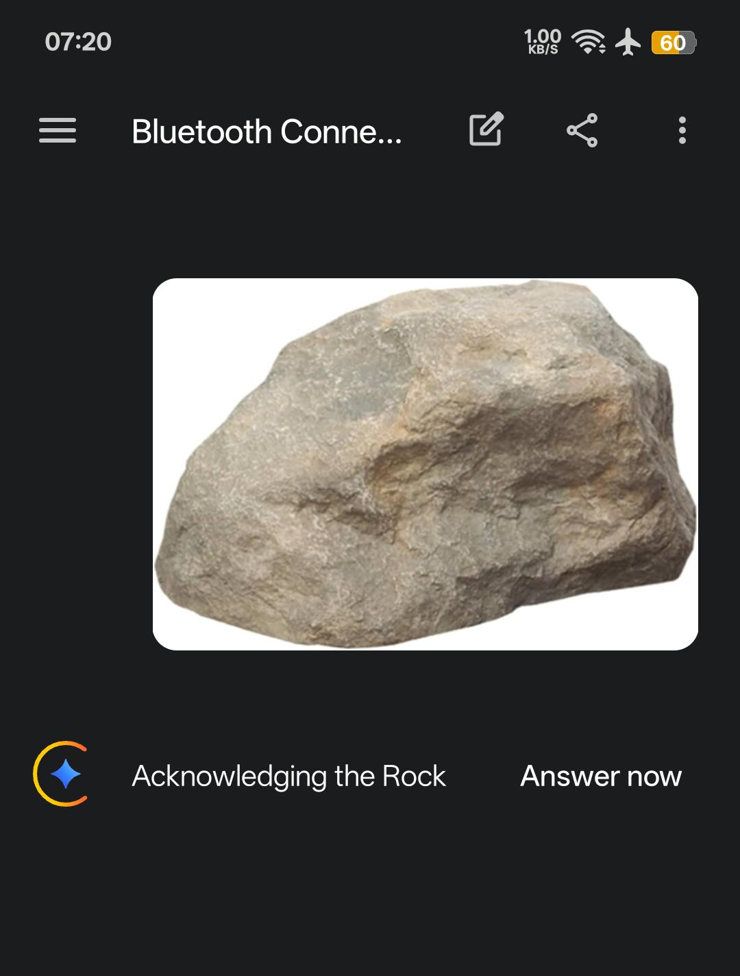 Open acknowledging the rock