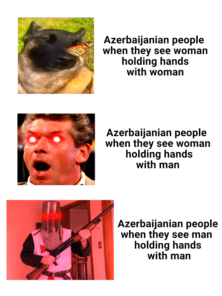 Open azerbaijani people react to holding hands