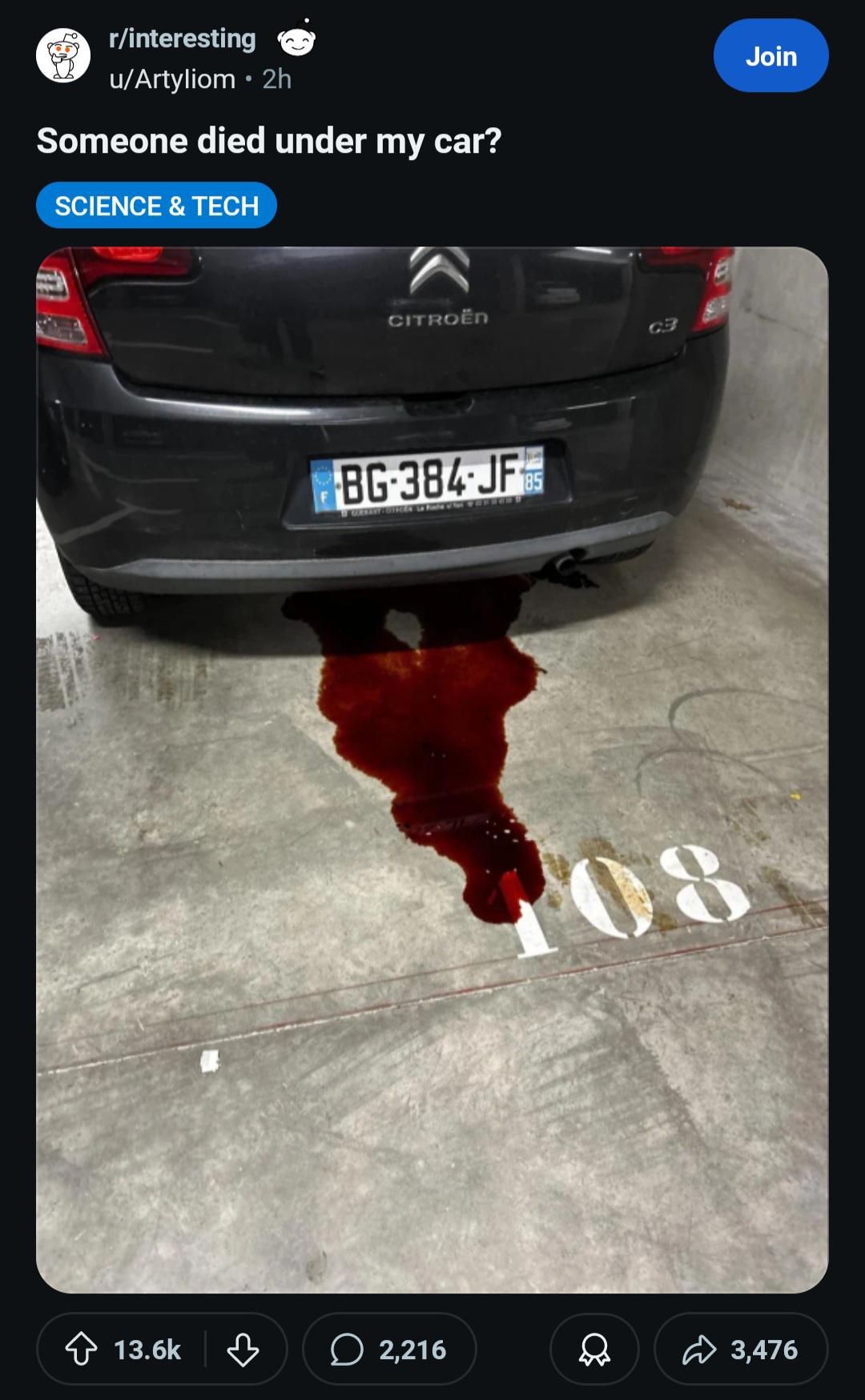 Open blood under car