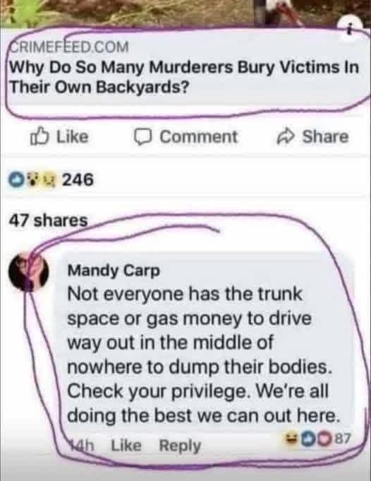 Open bury victims backyards privilege
