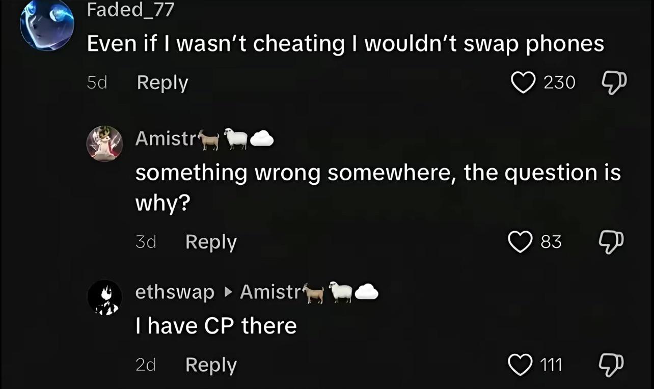 Open cheating swapping phones cp