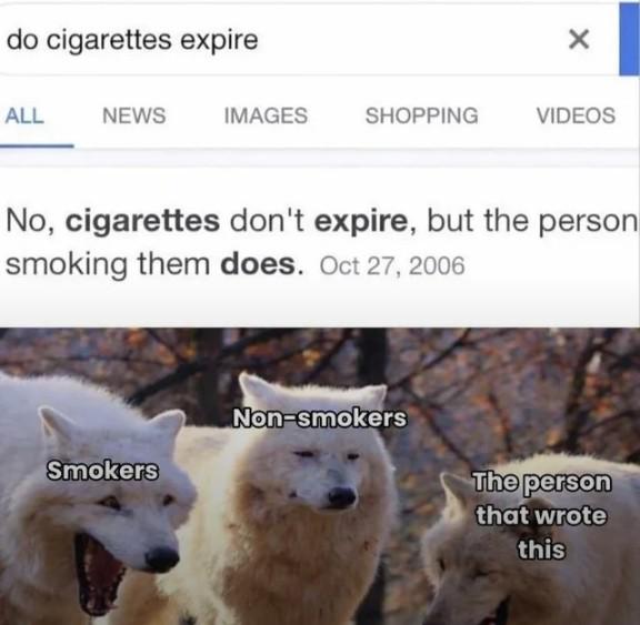 Open cigarettes expire meme