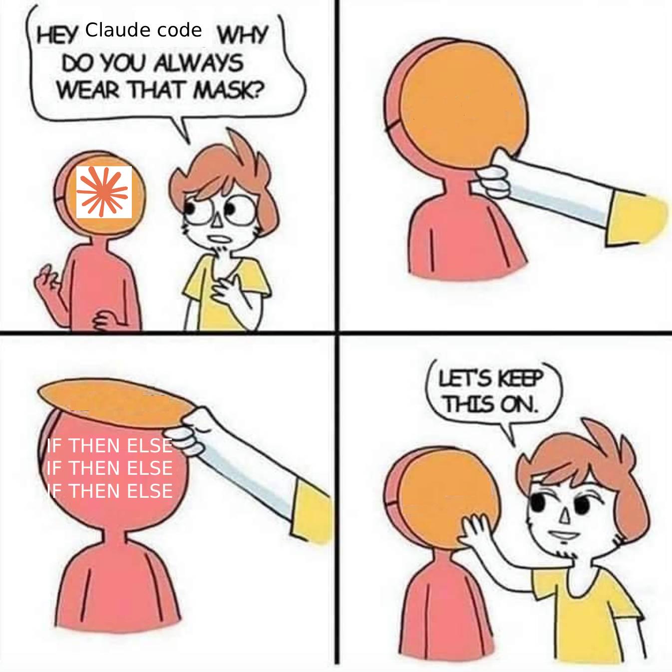 Open claude mask confrontation