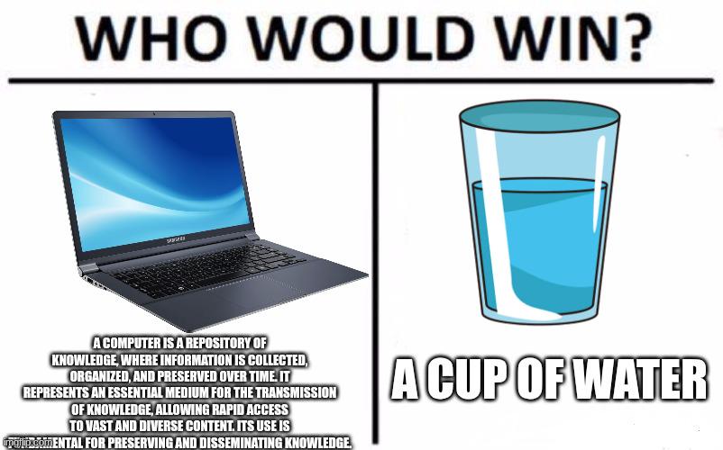 Open computer vs water