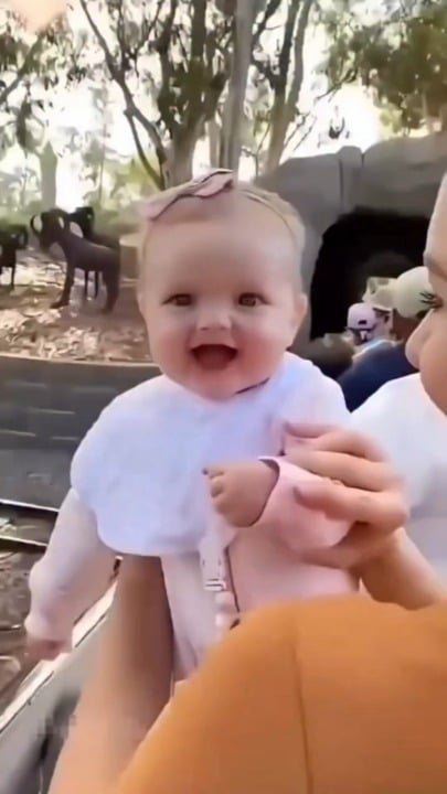 Open cute baby smile park