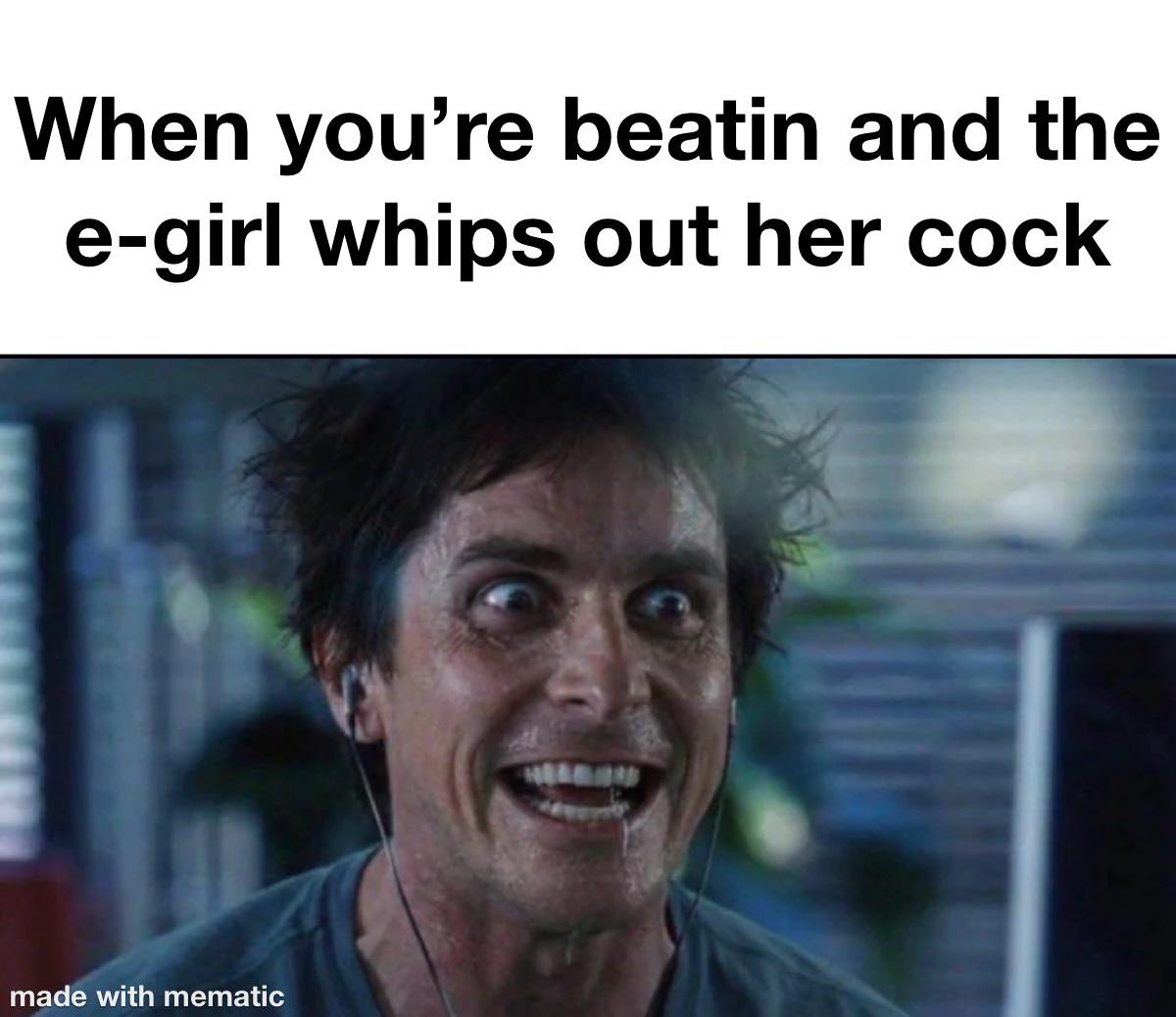 Open e girl whips out cock