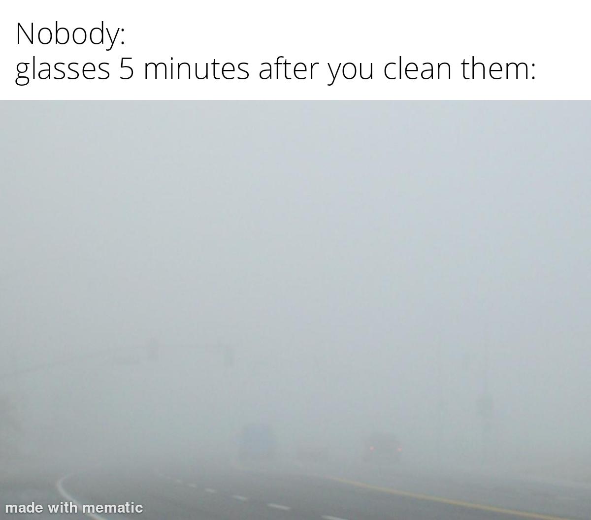 Open foggy glasses scratch