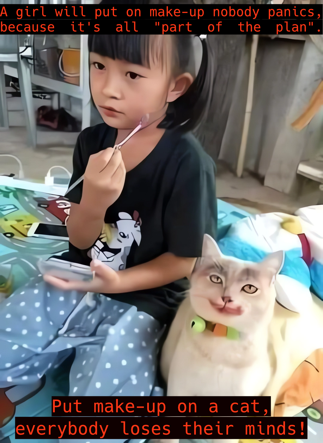 Open girl makeup cat