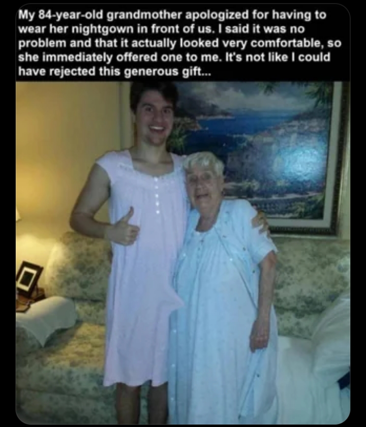 Open grandma grandson nightgown