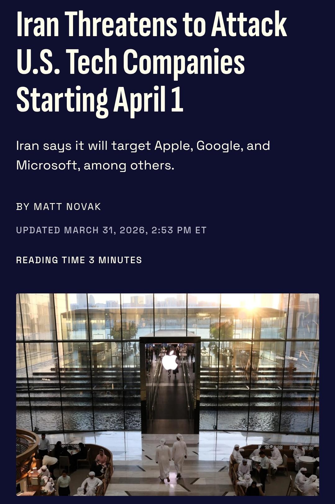 Open iran threatens tech companies