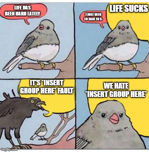 Open life sucks crow meme
