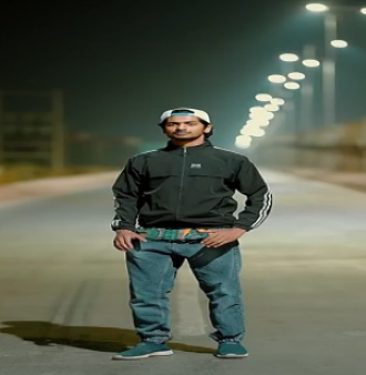 Open man on road night