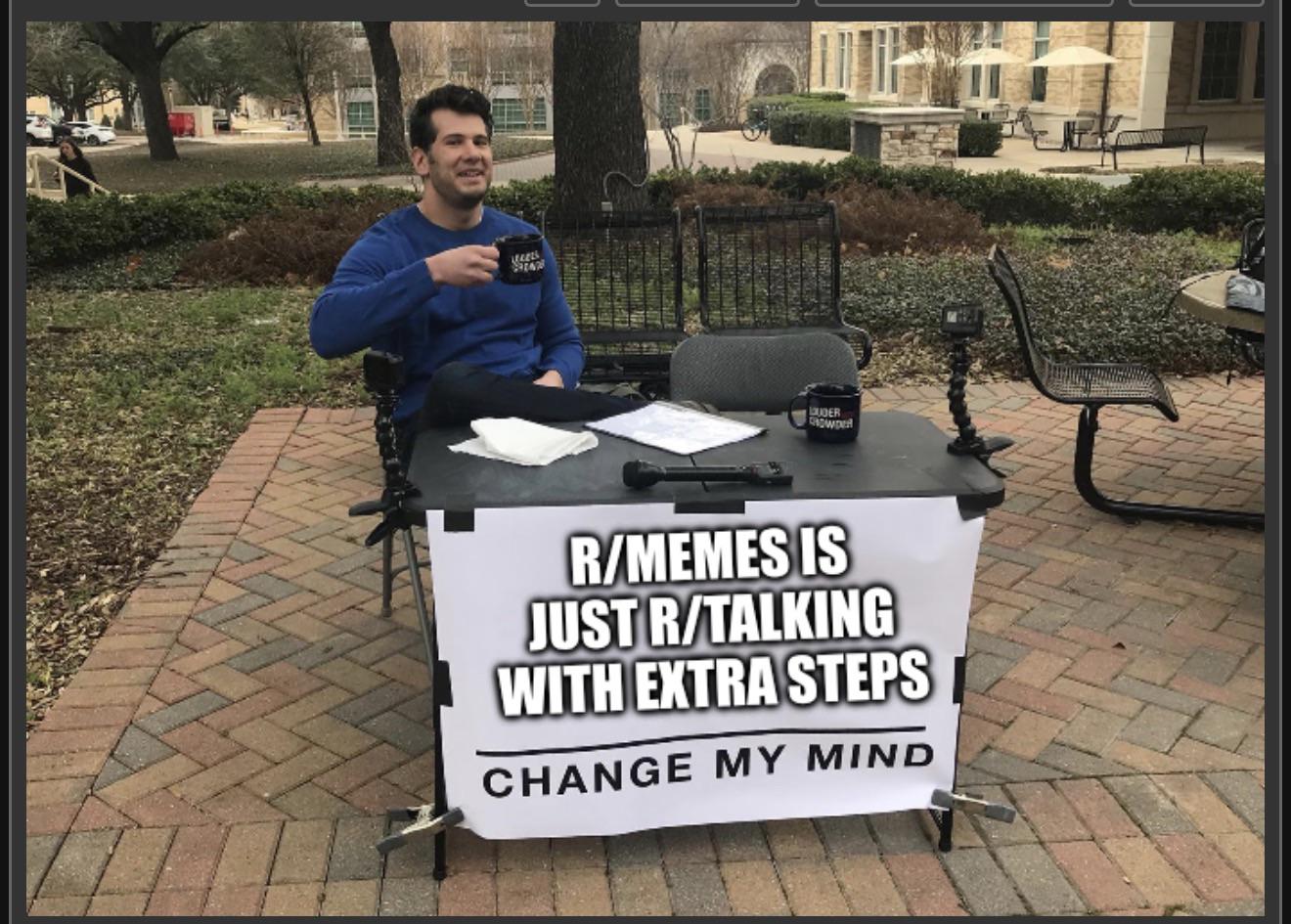 Open meme r talking extra steps