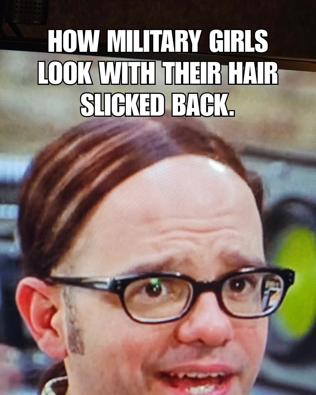 Open military hair slicked back look