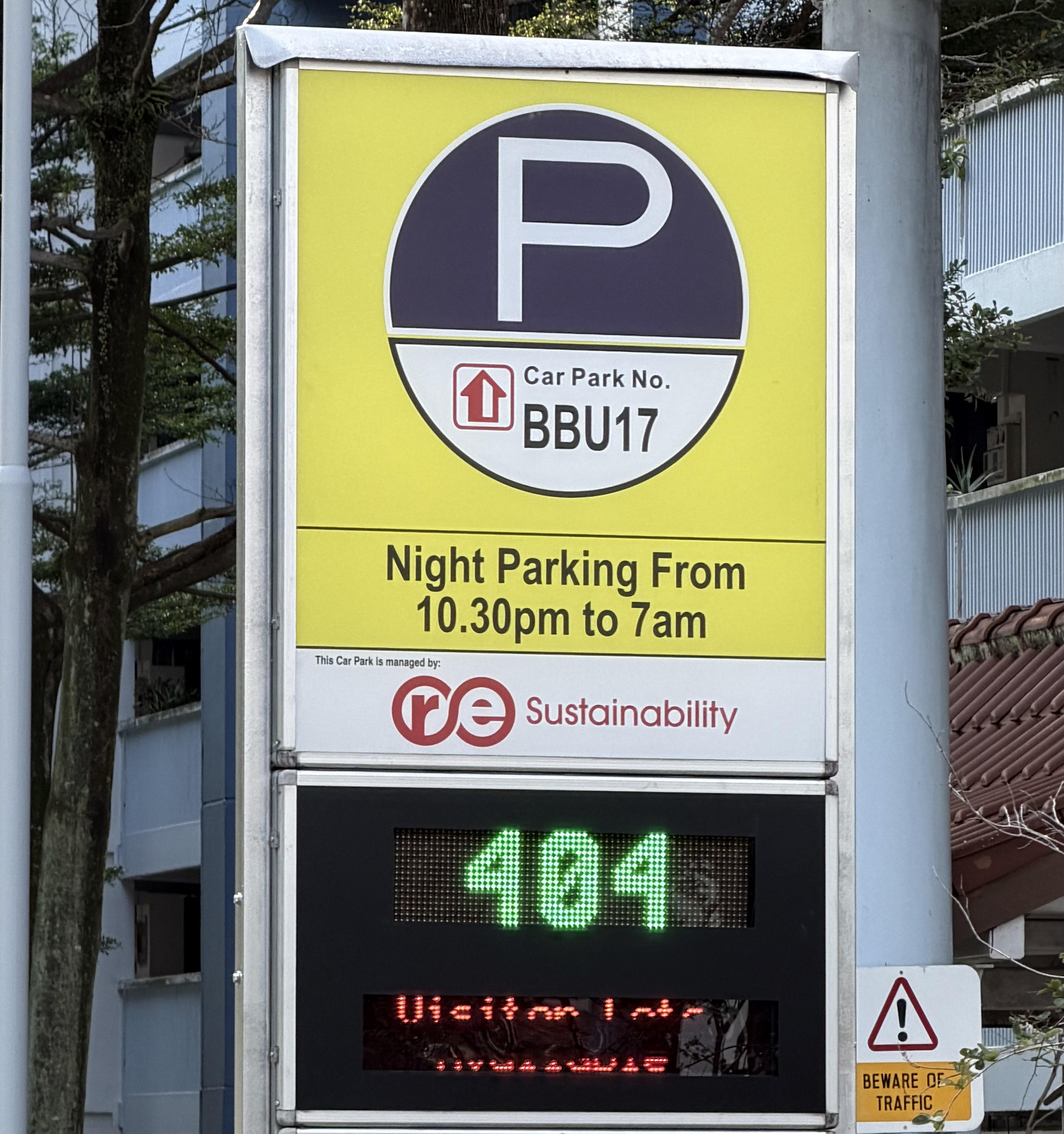 Open night parking notice