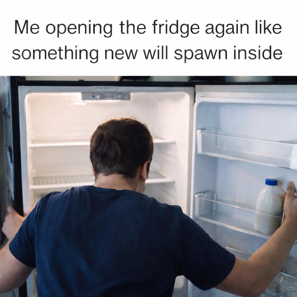 Open opening empty fridge again