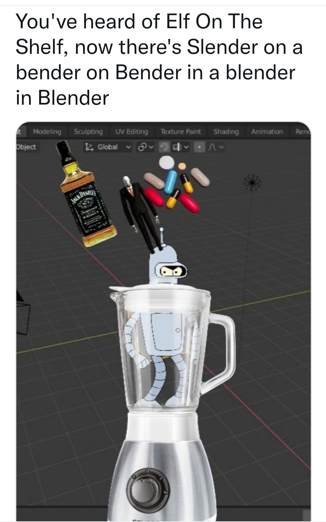 Open slender bender blender blender