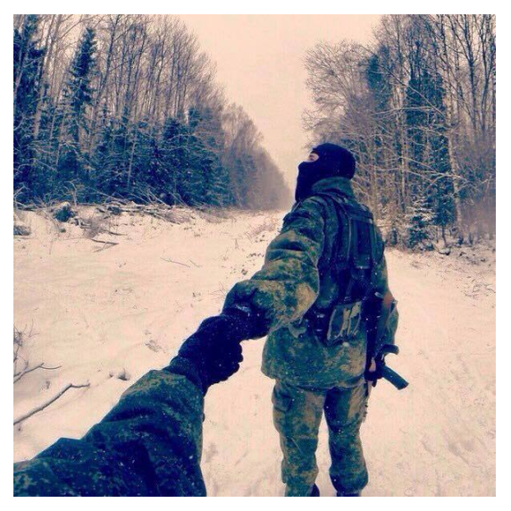 Open snowy forest comrades aiming