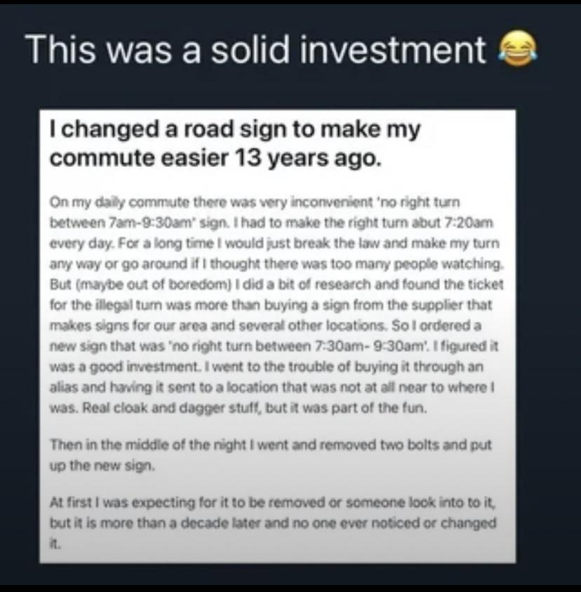 Open solid investment road sign