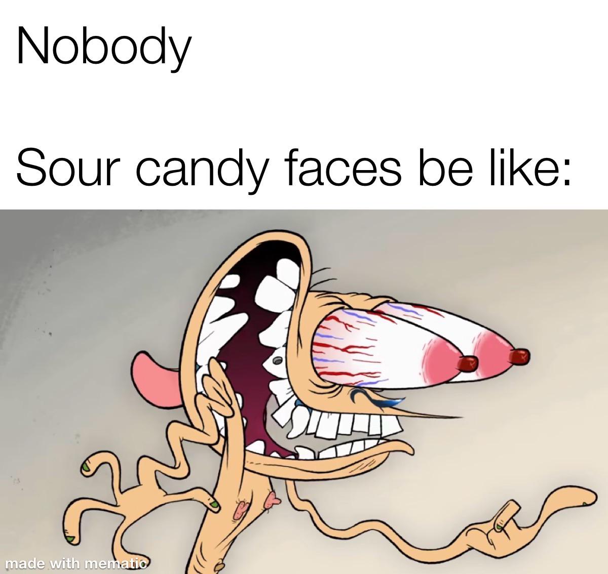 Open sour candy faces meme