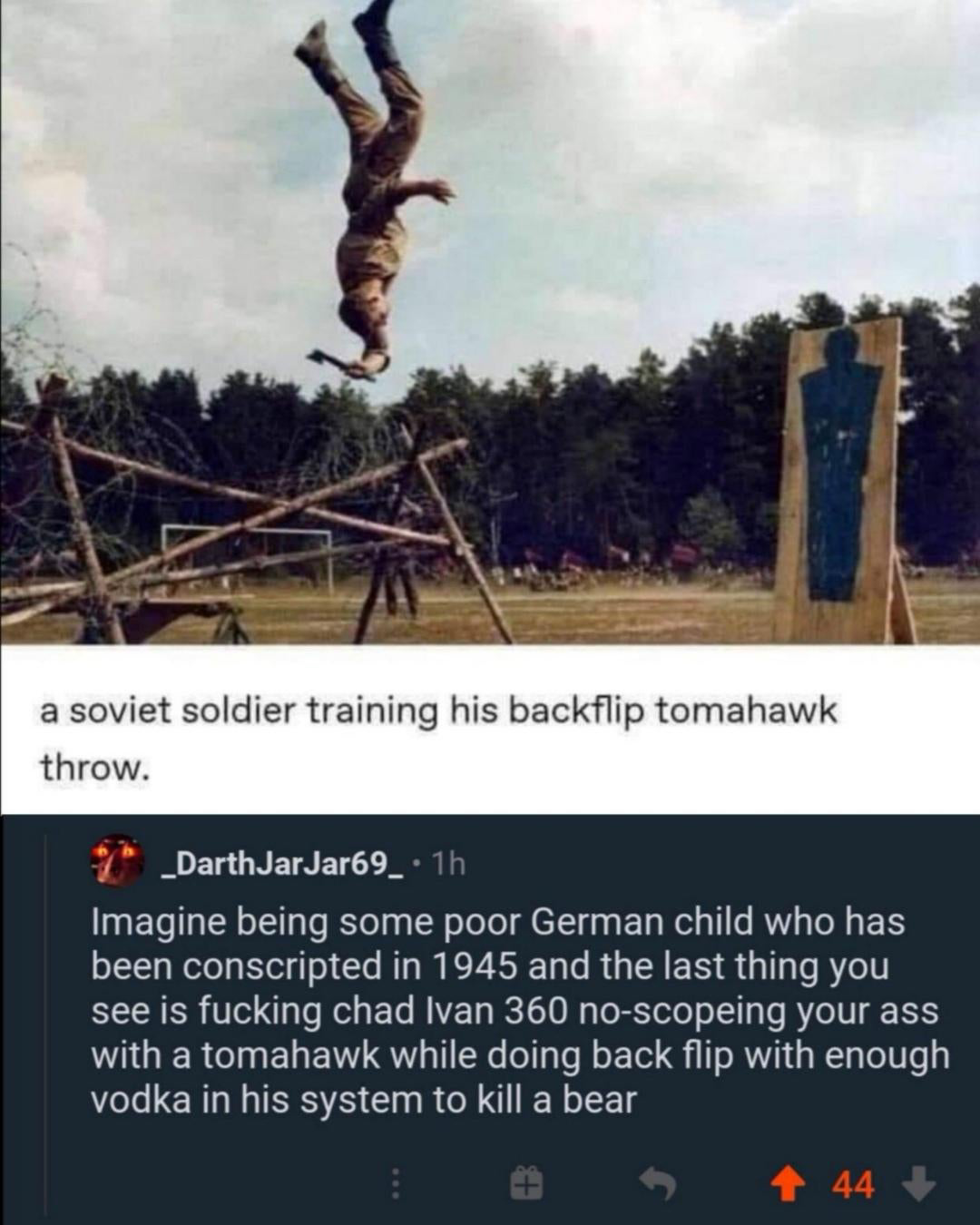 Open soviet soldier tomahawk throw