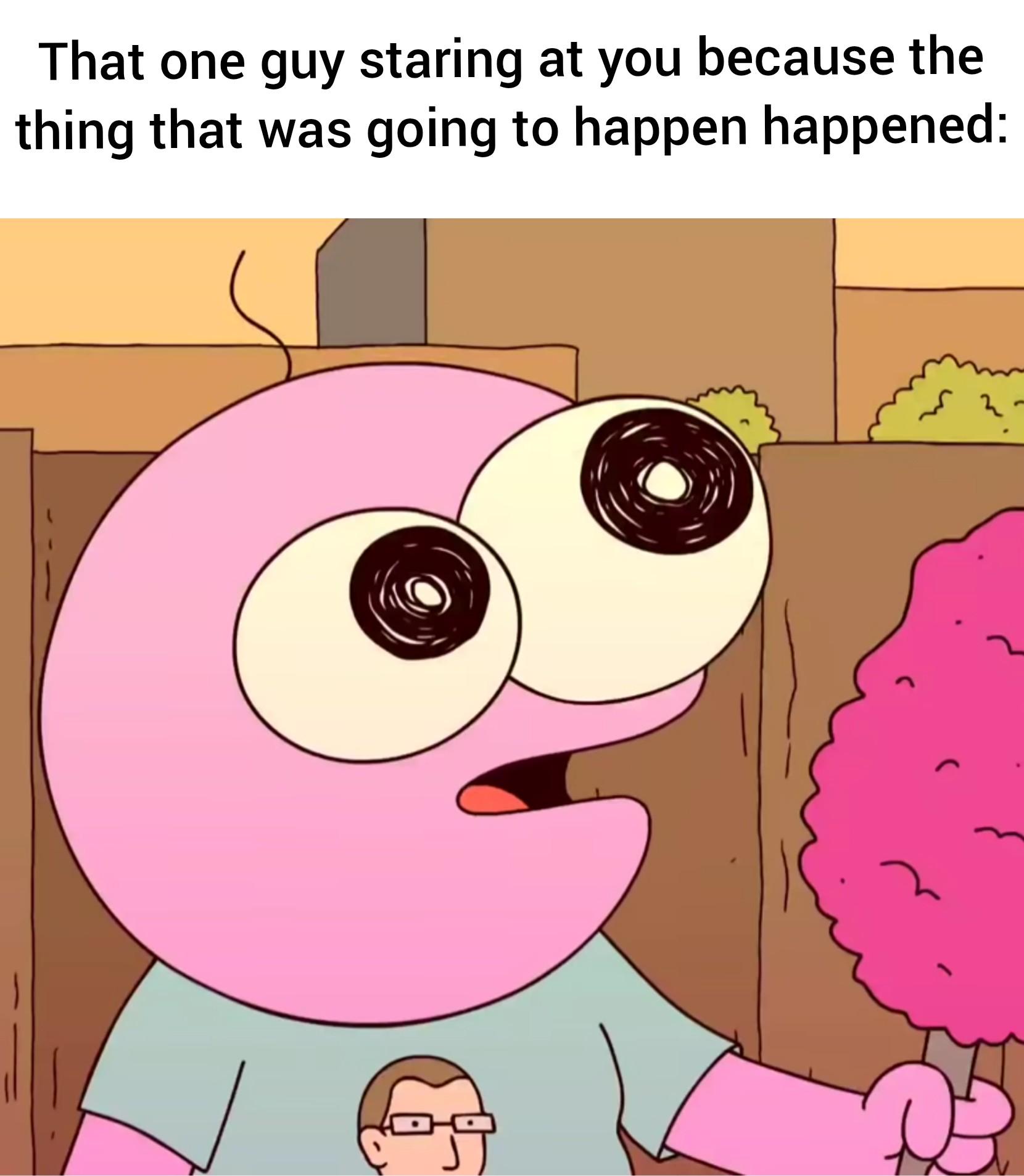 Open staring blank expression