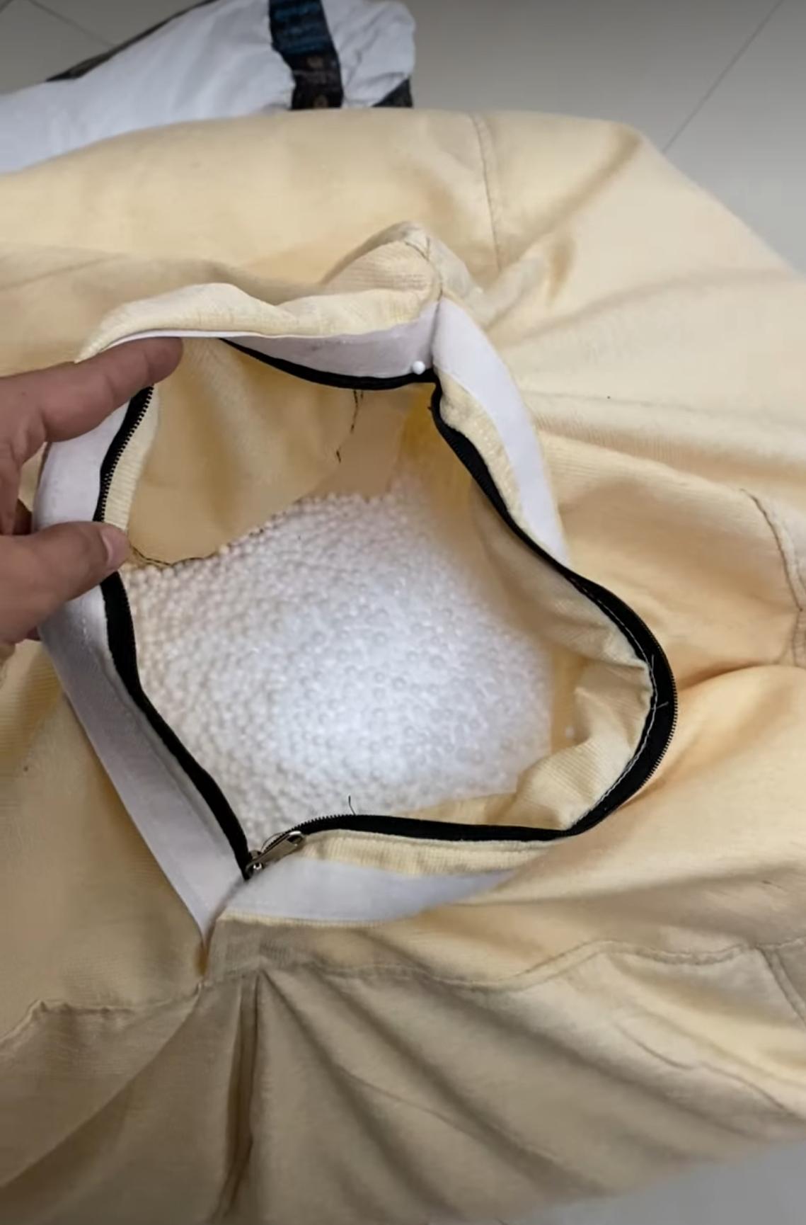 Open styrofoam bean reveal