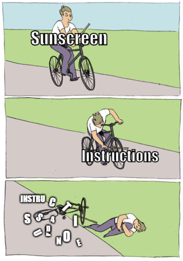 Open sunscreen instructions joke