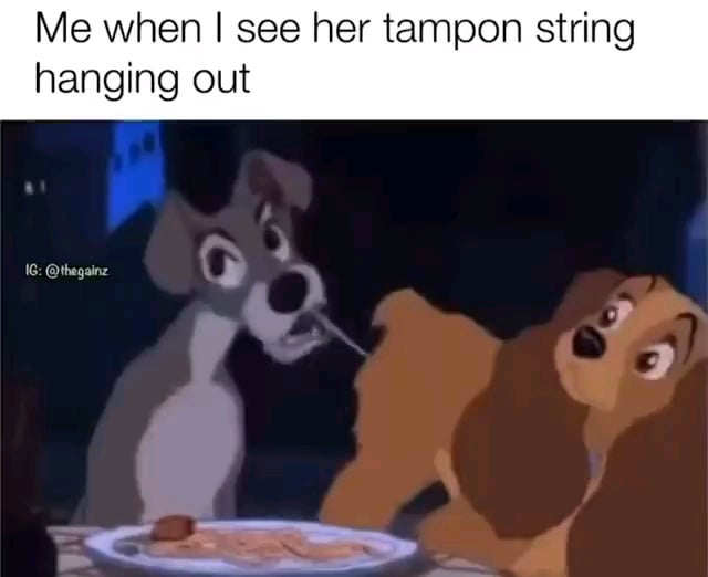Open tampoon string hanging out