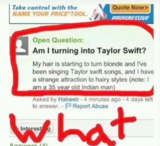 Open taylor swift transformation question