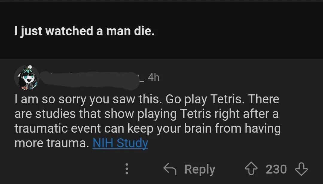 Open tetris after trauma