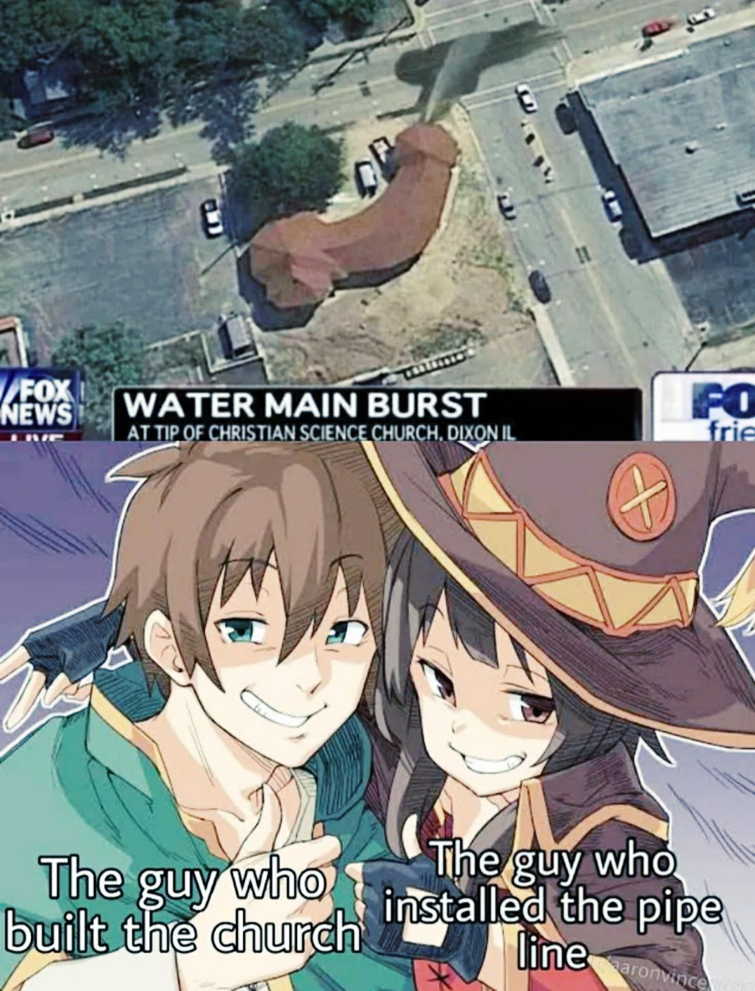 Open water main burst construction