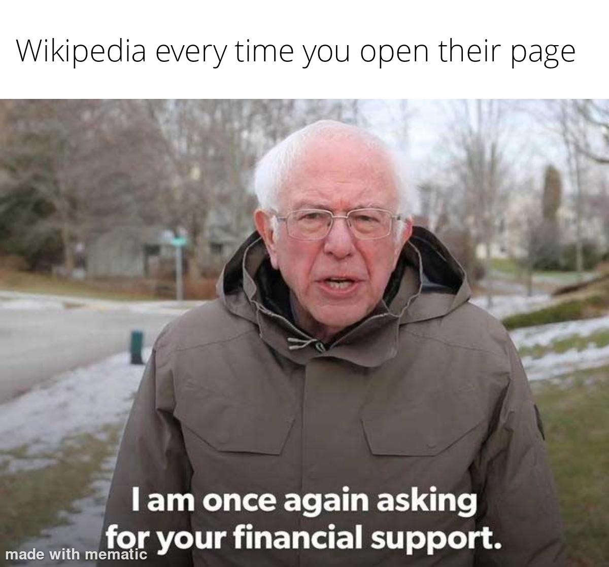 Open wikipedia financial support request