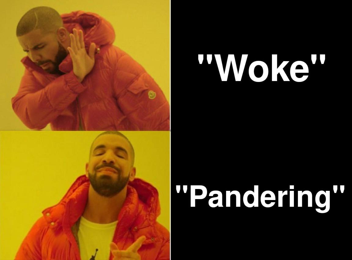Open woke pandering comparison